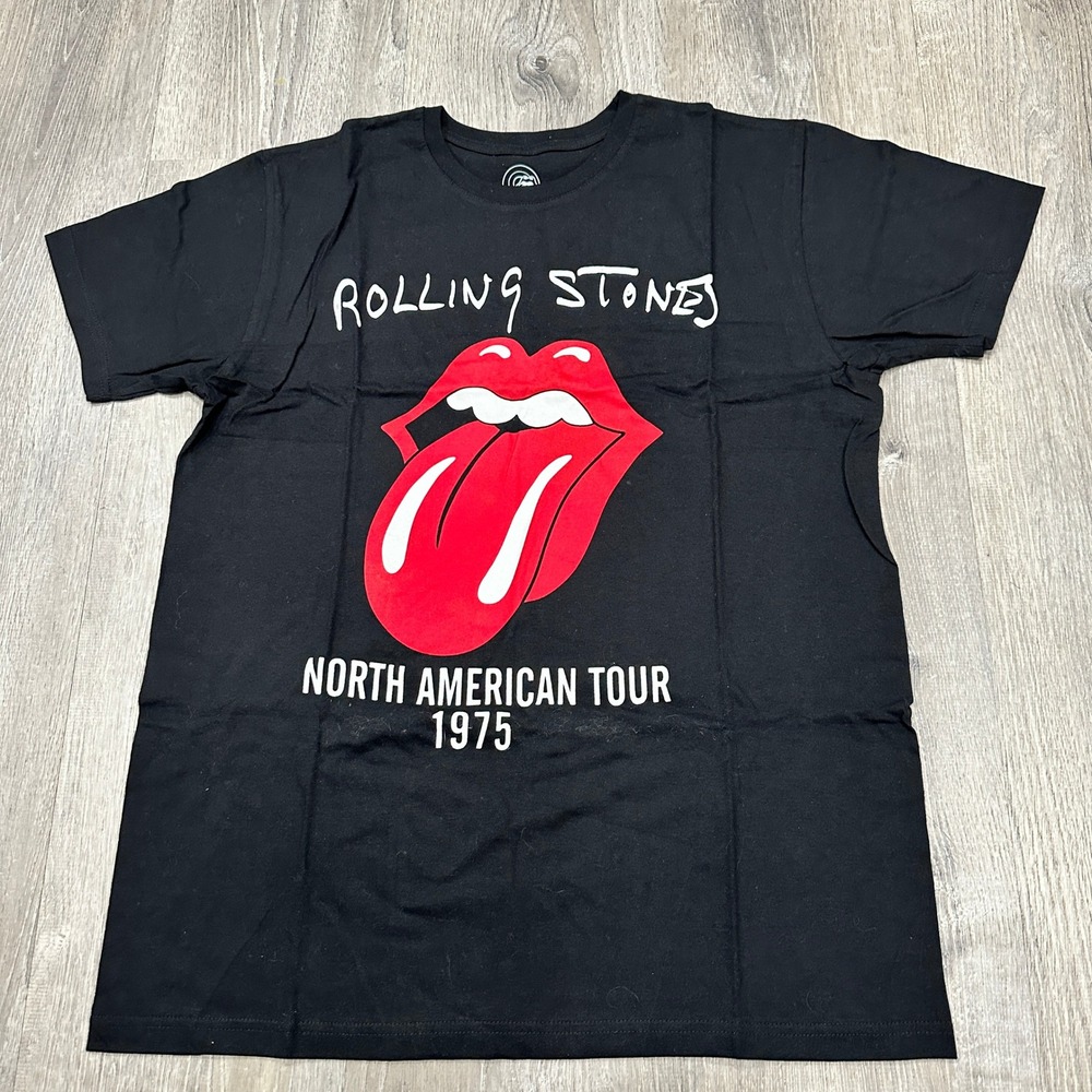 Rolling Stones North American Tour 1975 Black Graphic T Shirt Men's Large - Picture 3 of 9